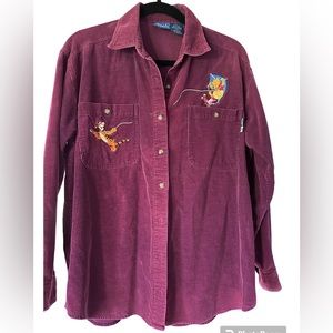 Disney Pooh Womens Corduroy Button Up Shirt/ Jacket